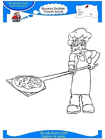 Çocuklar İçin Pizza Boyama Sayfaları 